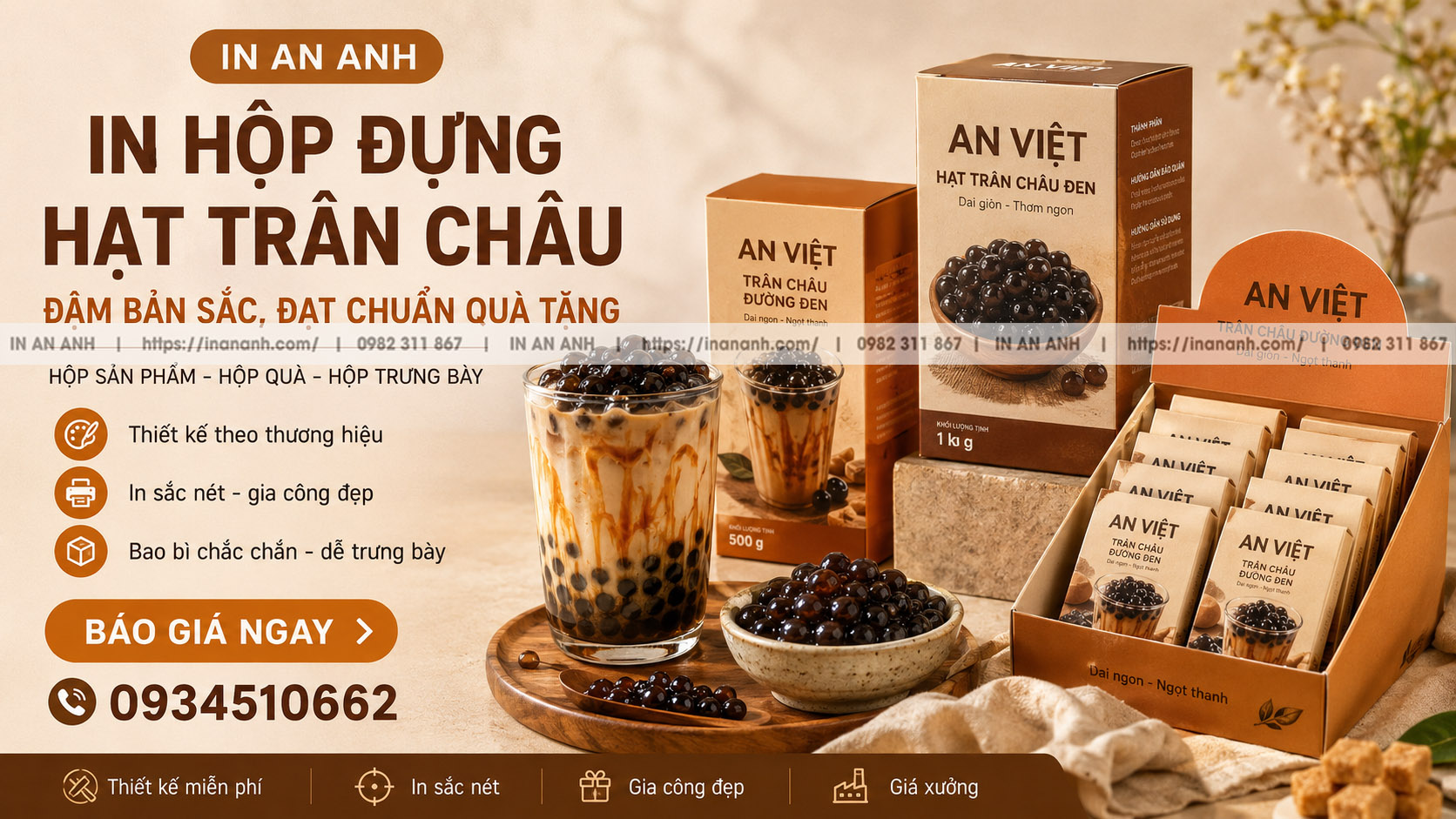 In Hộp Giấy Đựng Trân Châu