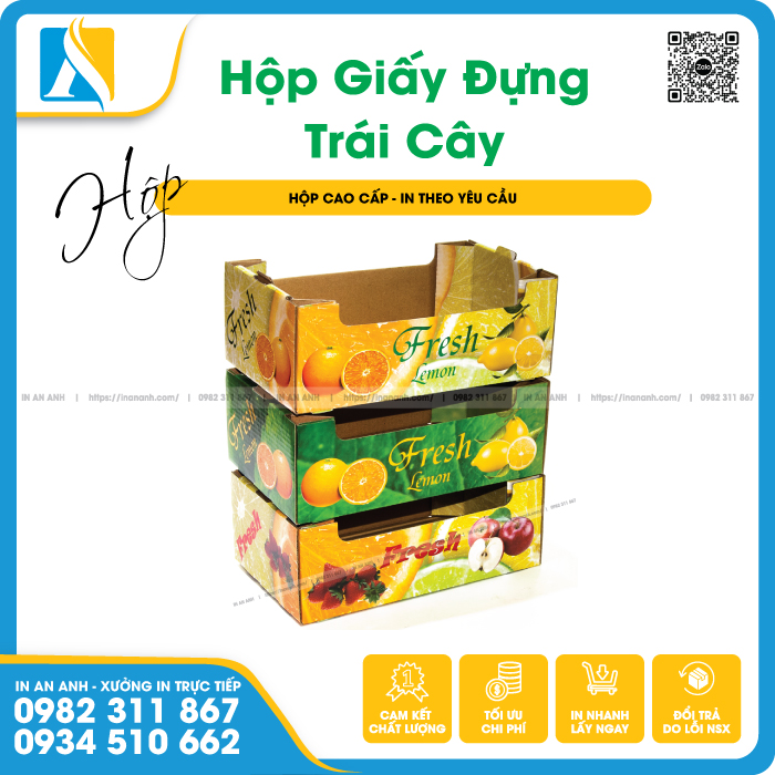Bao bì hộp giấy đựng trái cây thiết kế chắc chắn