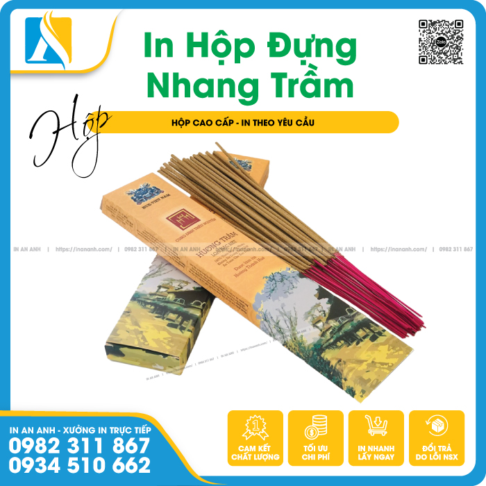 Hộp nhang thiết kế tranh vẽ