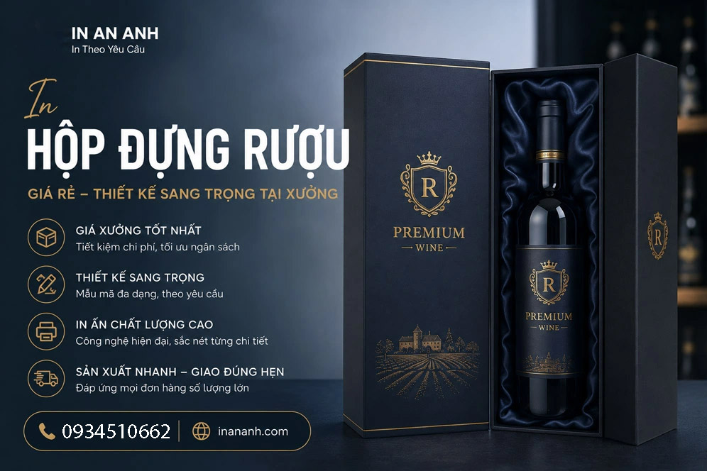 In hộp đựng rượu vang thiết kế sang trọng