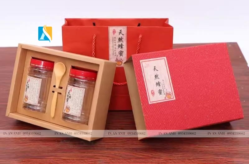 in hộp giấy đựng mật ong