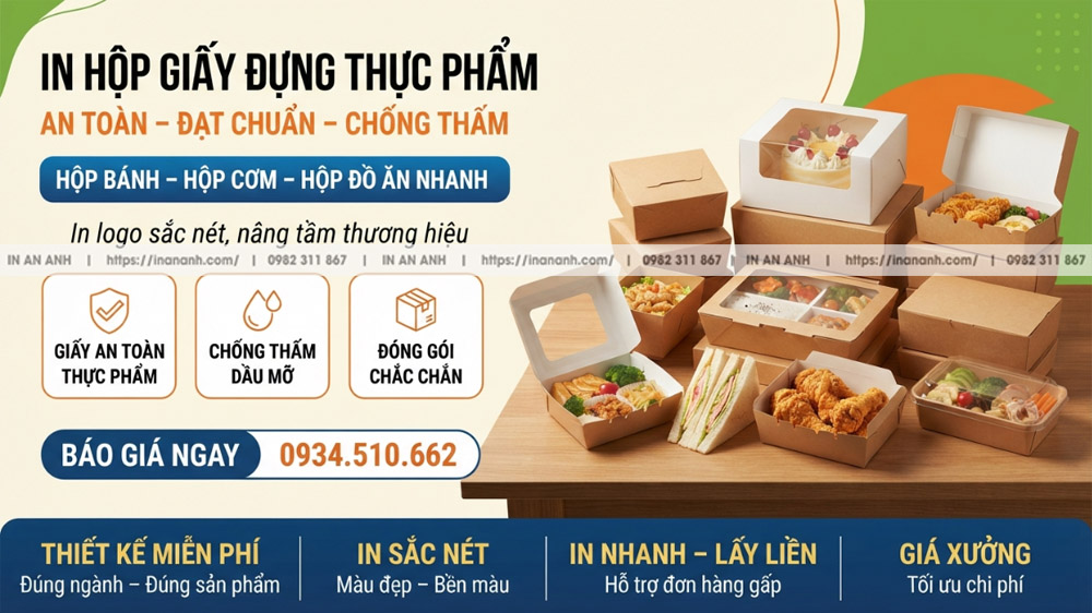 In Hộp Giấy Đựng Thực Phẩm Chất Lượng Cao