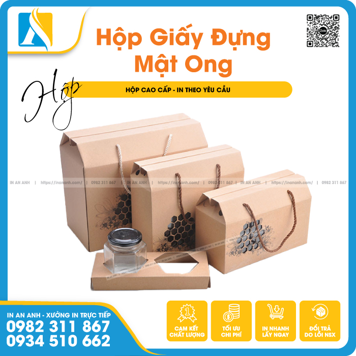 Mẫu Mẫu hộp giấy đựng mật ong cao cấp