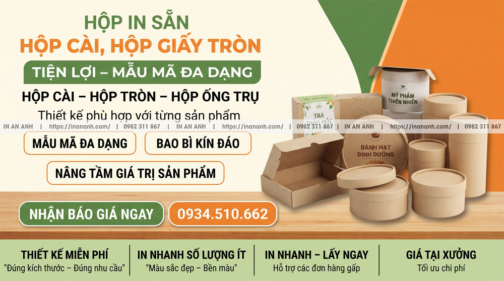 In Hộp Nắp Gài, Hộp Giấy Tròn - Tiện Lợi, Đa Dạng Kiểu Dáng