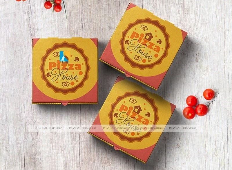 in hộp giấy đựng pizza