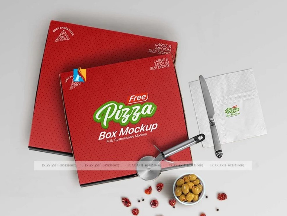 Hộp pizza giấy kraft thân thiện môi trường, thiết kế đơn giản