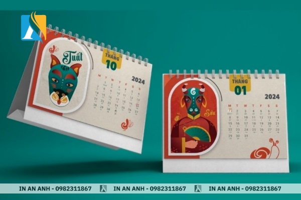 Mẫu lịch để bàn sang trọng, thiết kế tối giản, phù hợp văn phòng