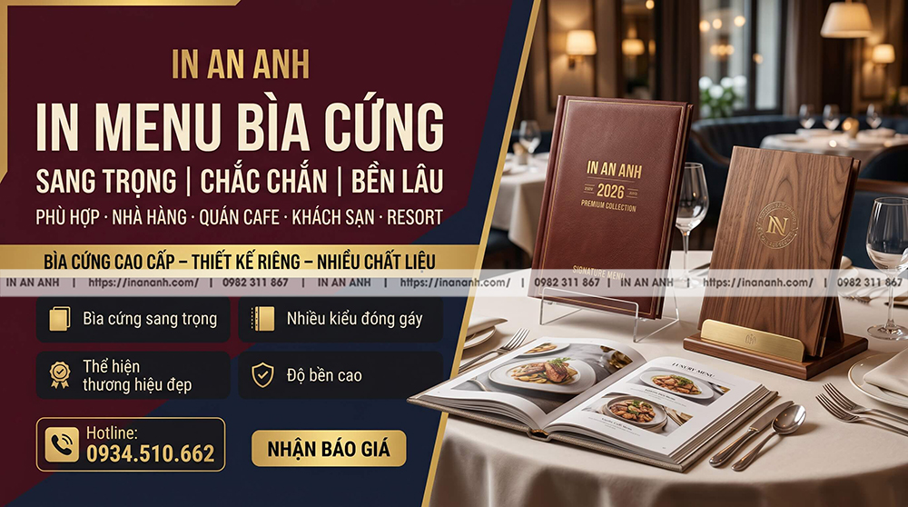 In Menu Bìa Cứng Chắc Chắn Bền Lâu