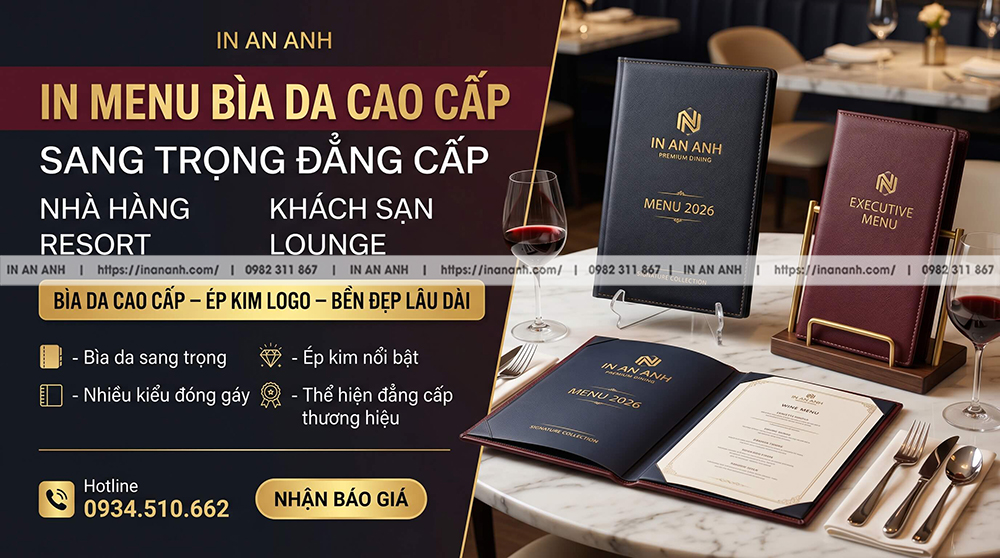 In Menu Bìa Da Cho Nhà Hàng, Khách Sạn