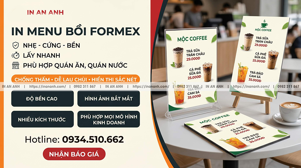In Menu Bồi Formex Nhẹ Cứng Giá Rẻ