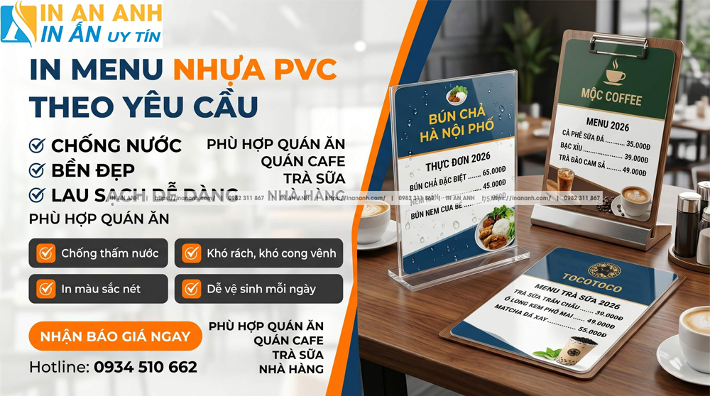 In Menu Nhựa PVC Theo Yêu Cầu