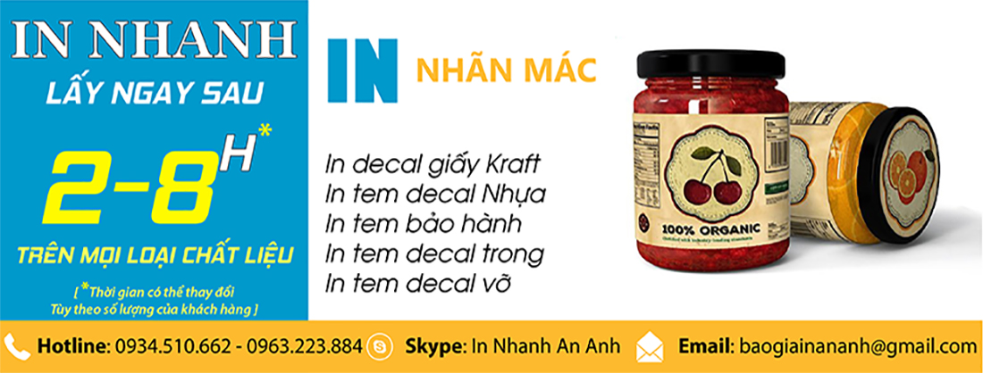 In tem nhãn mác decal trong lấy ngay từ 2 - 8h tại In Ấn Anpic