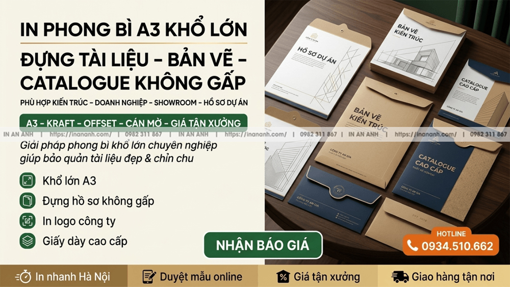 In Phong Bì A3 Khổ Lớn Đựng Tài Liệu