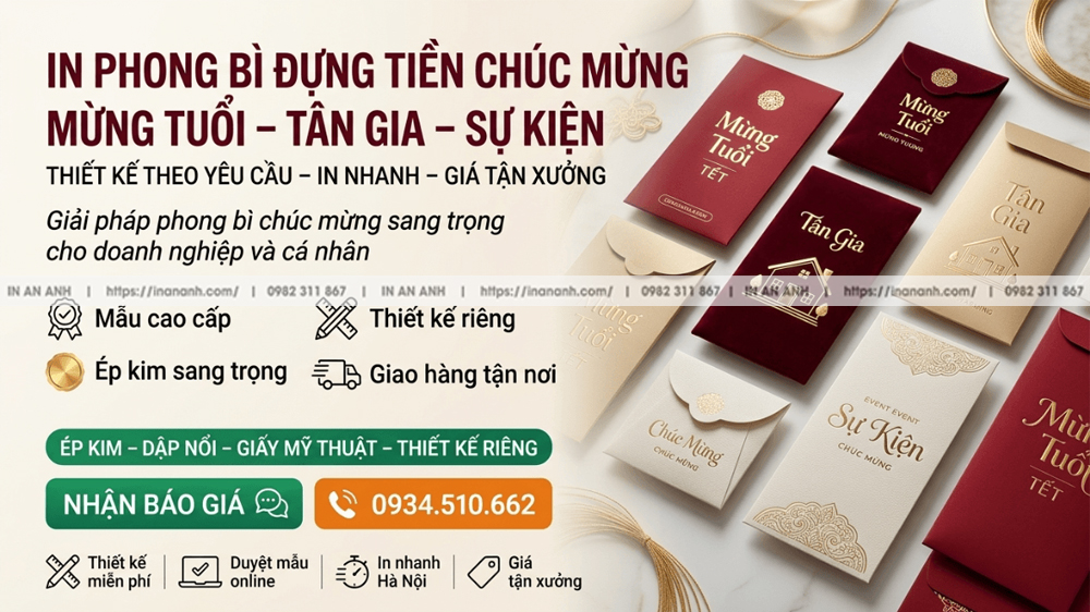 In Phong Bì Đựng Tiền Chúc Mừng Cao Cấp