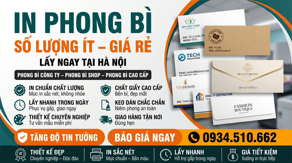 In Phong Bì Số Lượng Ít - Nhận In Lẻ, Giá Tốt Cho Cá Nhân, Shop Nhỏ