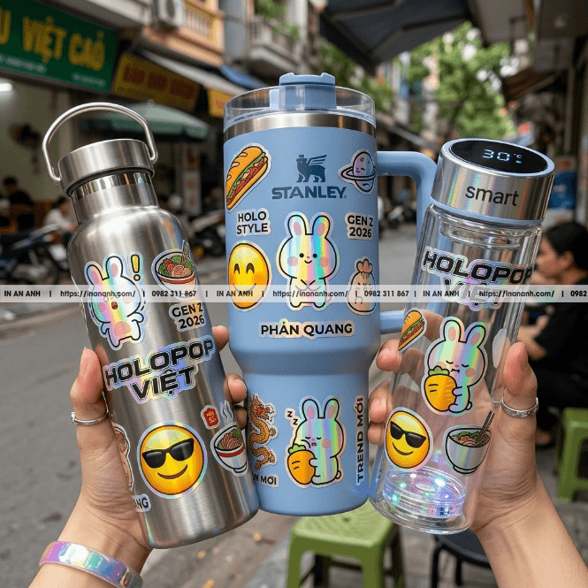 In sticker dán bình giữ nhiệt stanley độc đáo