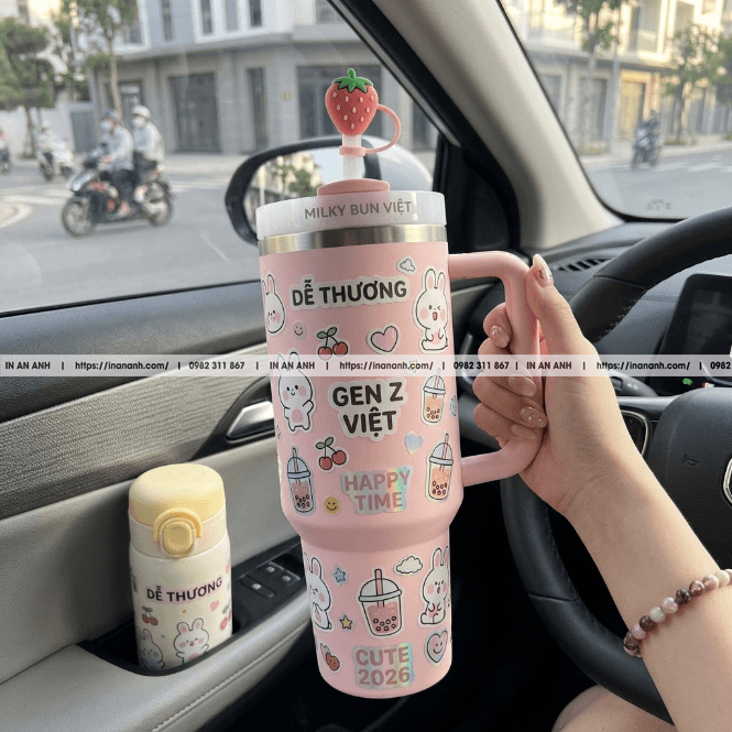 In sticker dán bình nước siêu bền đẹp mắt