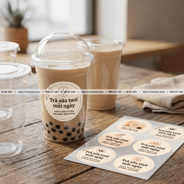 In thiết kế sticker ly trà sữa thương hiệu chuyên nghiệp