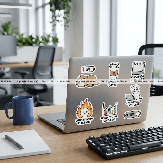 In sticker phong cách student style đầy màu sắc