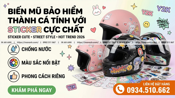 In sticker dán mũ bảo hiểm phong cách gen z