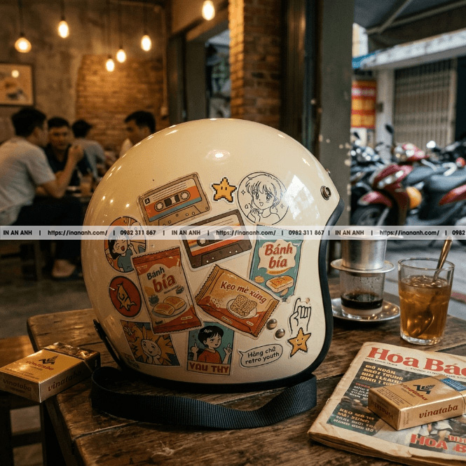 In sticker mũ bảo hiểm phong cách đường phố