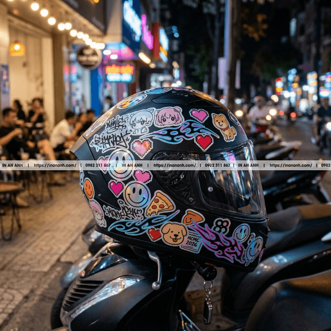 In sticker decal mũ bảo hiểm ấn tượng