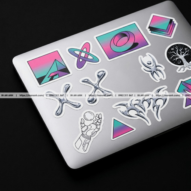In sticker nghệ thuật trừu tượng sáng tạo cho laptop
