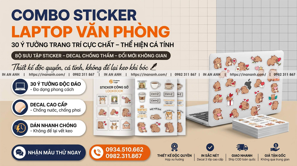 In sticker trang trí laptop cực chất cho dân văn phòng