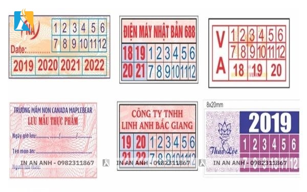 Mẫu tem bảo hành hình chữ nhật với màu sắc tươi sáng, hiện đại
