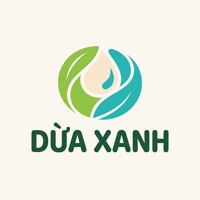 Logo Dừa Xanh – in nhãn chai nước suối Dừa Xanh – thương hiệu đã in nhãn chai nước suối tại xưởng In An Anh, Hà Nội