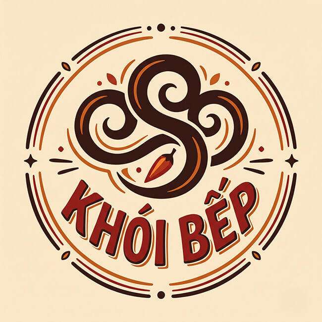 Logo Khói Bếp – in tem dán chai nhựa Logo thương hiệu Khói Bếp, khách hàng đã in tem dán chai nhựa tại In An Anh