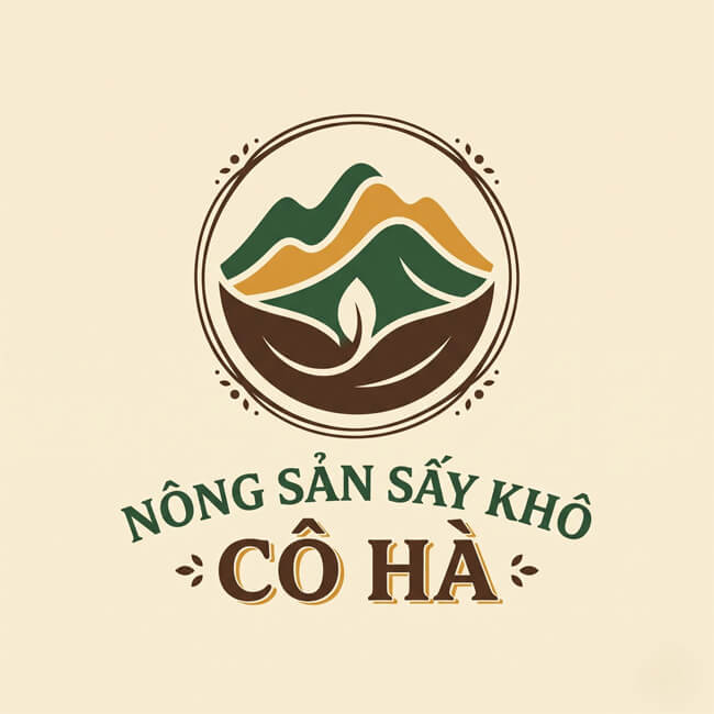 Logo Nông Sản Sấy Khô Cô Hà – in tem dán chai nhựa Nông Sản Sấy Khô Cô Hà – thương hiệu đã in tem dán chai nhựa tại xưởng In An Anh, Hà Nội