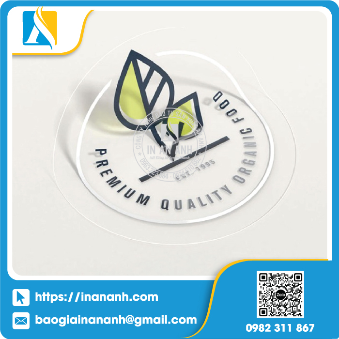 Tem decal trong suốt định hình thương hiệu sang trọng