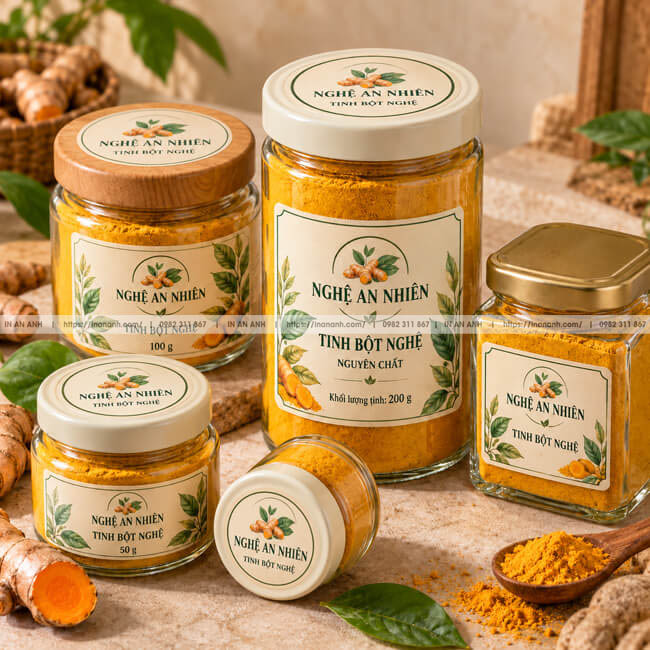 In Tem Nhãn Lấy Ngay Cho Bộ Hũ Tinh Bột Nghệ Thiên Nhiên