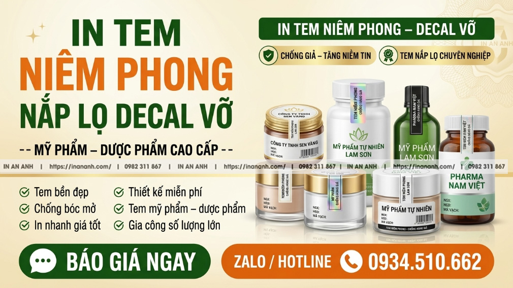 Tem chống giả niêm phong lọ mỹ phẩm
