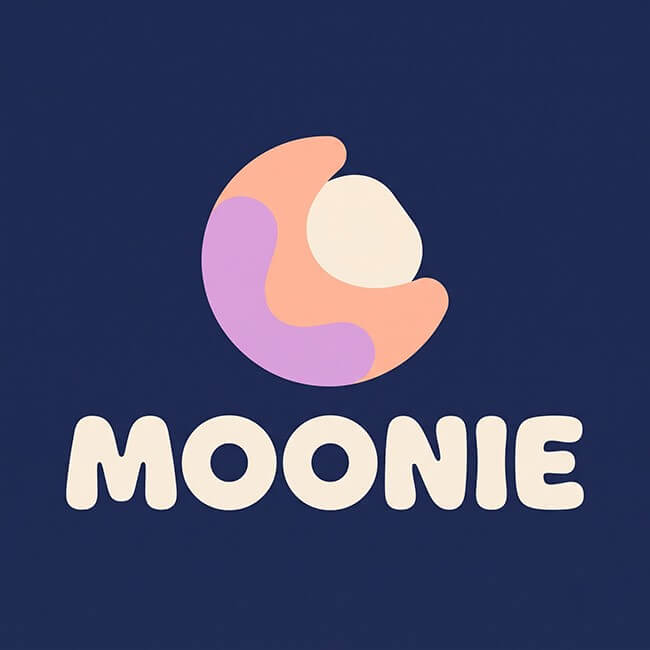 Logo Moonie – in sticker theo yêu cầu Logo Moonie – khách hàng sử dụng dịch vụ in sticker theo yêu cầu tại In An Anh