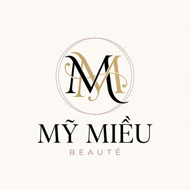 Logo Mỹ Miều Beauté – in tem nhôm khắc laser Logo Mỹ Miều Beauté – khách hàng sử dụng dịch vụ in tem nhôm khắc laser tại In An Anh