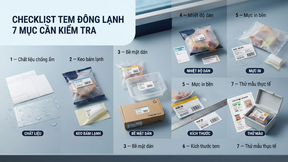 In Tem Thực Phẩm Đông Lạnh: 7 Lưu Ý Kỹ Thuật — checklist tổng quan trước khi bắt đầu
