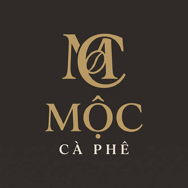 Logo Mộc Cà Phê – in tem dán ly cà phê, trà sữa Mộc Cà Phê – thương hiệu đã in tem dán ly cà phê, trà sữa tại xưởng In An Anh, Hà Nội