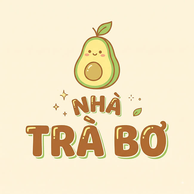 Logo Nhà Trà Bơ – in tem dán ly cà phê, trà sữa Logo thương hiệu Nhà Trà Bơ, khách hàng đã in tem dán ly cà phê, trà sữa tại In An Anh