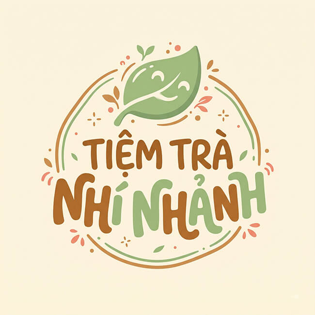 Logo Tiệm Trà Nhí Nhảnh – in tem dán ly cà phê, trà sữa Logo thương hiệu Tiệm Trà Nhí Nhảnh, khách hàng đã in tem dán ly cà phê, trà sữa tại In An Anh