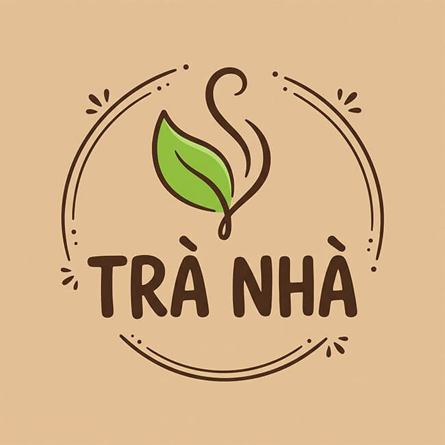 Logo Trà Nhà – in tem dán ly cà phê, trà sữa Logo Trà Nhà – khách hàng sử dụng dịch vụ in tem dán ly cà phê, trà sữa tại In An Anh