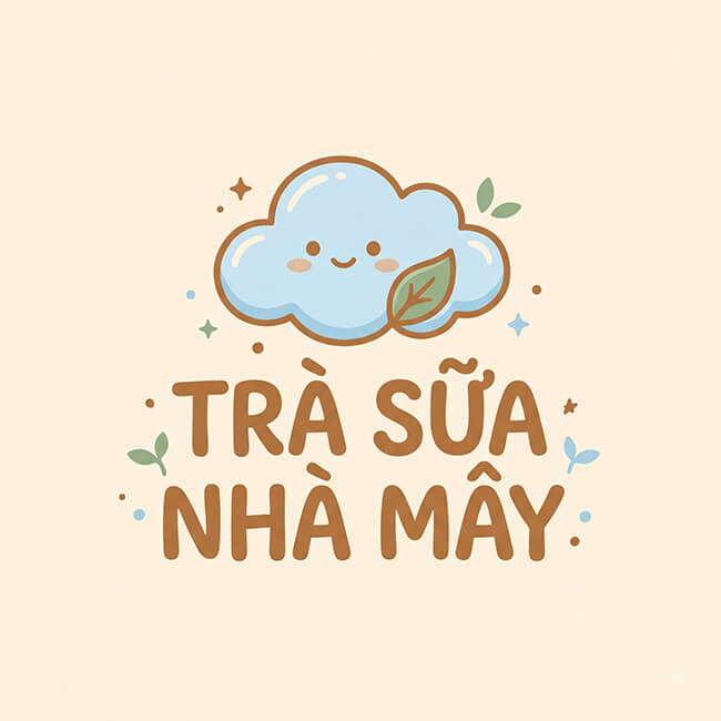Logo Trà Sữa Nhà Mây – in tem dán ly cà phê, trà sữa Logo thương hiệu Trà Sữa Nhà Mây, khách hàng đã in tem dán ly cà phê, trà sữa tại In An Anh