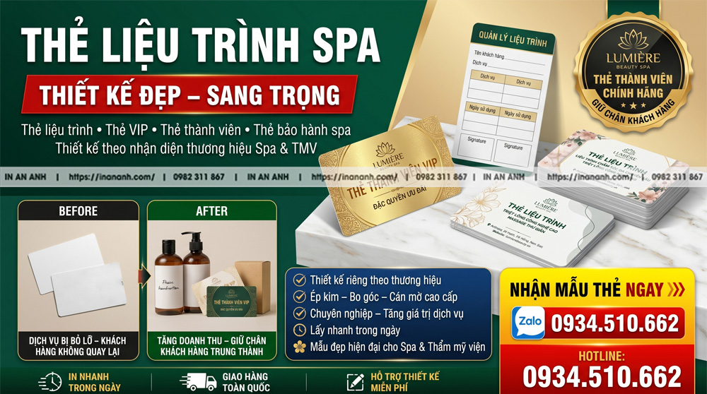 báo giá dịch vụ in thẻ liệu trình spa