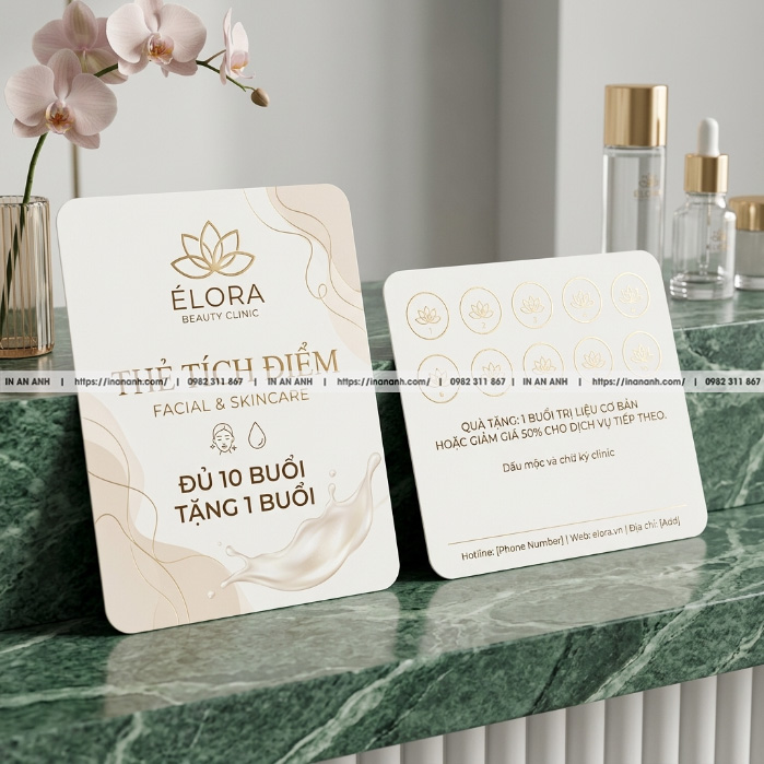 Thẻ tích điểm kiêm voucher giảm giá tối giản cho tiệm Nail