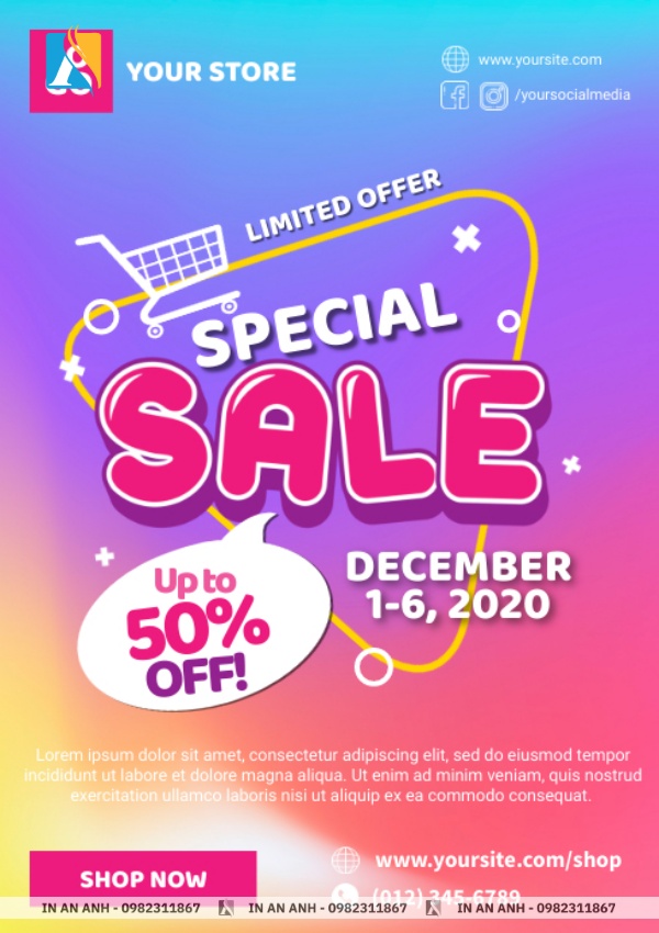 Mẫu tờ rơi quảng cáo đẹp, bố cục rõ ràng và màu sắc hài hòa