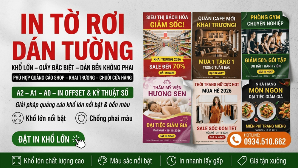 In Tờ Rơi Dán Tường - Khổ Lớn, Giấy Đặc Biệt, Dán Bền Không Phai