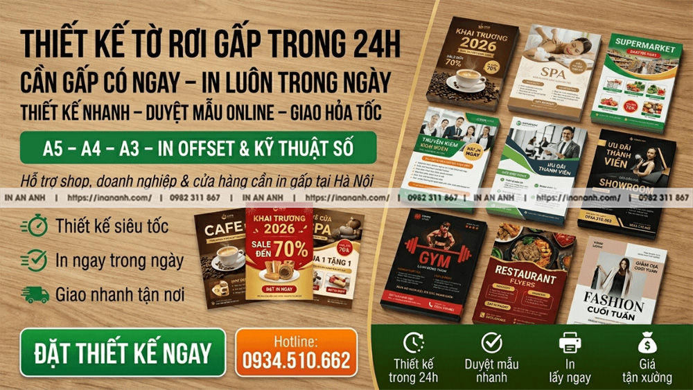 In Tờ Rơi Lấy Ngay Hà Nội — Giao Hỏa Tốc 2-4 Giờ