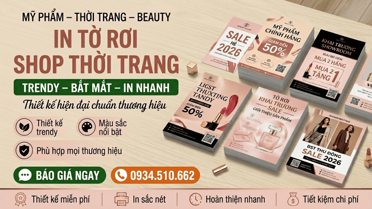 In Tờ Rơi Shop Thời Trang, Mỹ Phẩm - Trendy, Bắt Mắt, In Nhanh