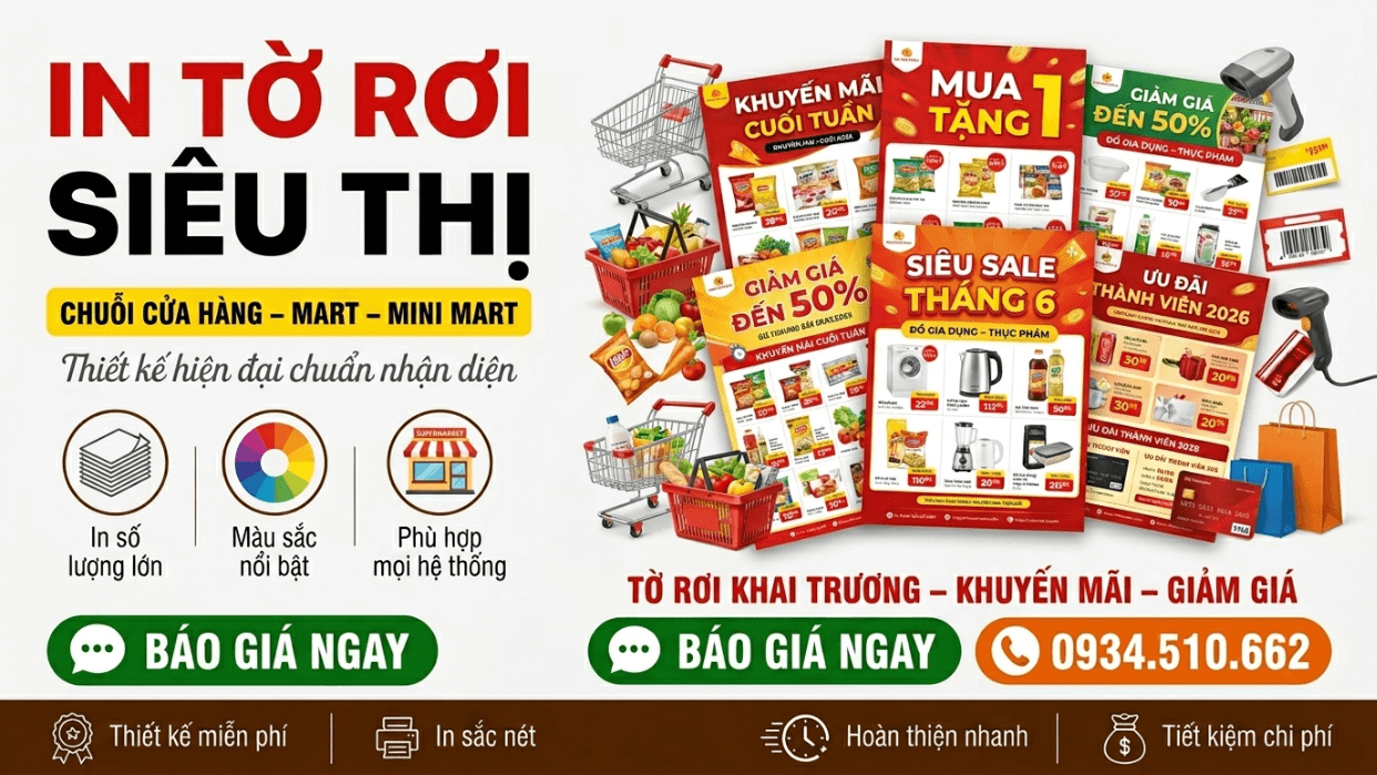 In Tờ Rơi Siêu Thị, Chuỗi Cửa Hàng - Số Lượng Lớn, Giá Sỉ Tốt